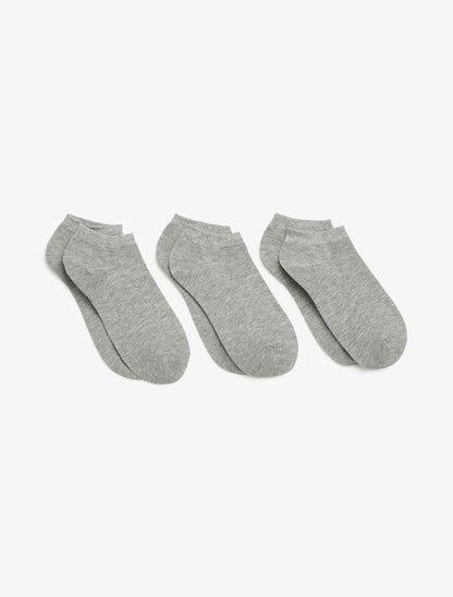 Lot de 3 socquettes unies en coton mélangé - Gris - 2