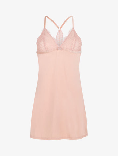 Robe nuisette dos nageur et dentelle - Rose - 4