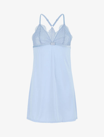 Robe nuisette dos nageur et dentelle - Bleu lavande - 2