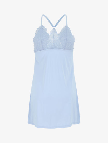 Robe nuisette dos nageur et dentelle - Bleu lavande - 3