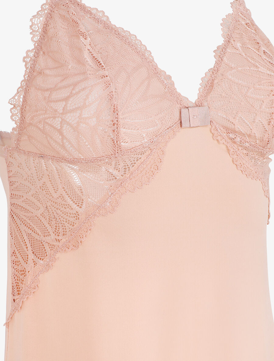 Robe nuisette à buste dentelle - Rose - 3
