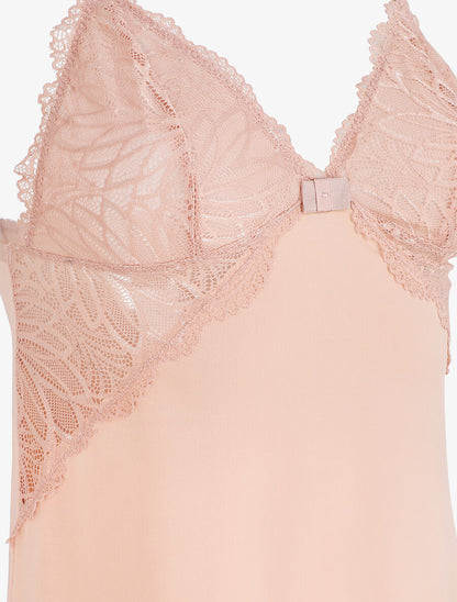 Robe nuisette à buste dentelle - Rose - 3
