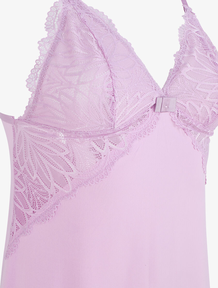 Robe nuisette à buste dentelle - Lilas - 3