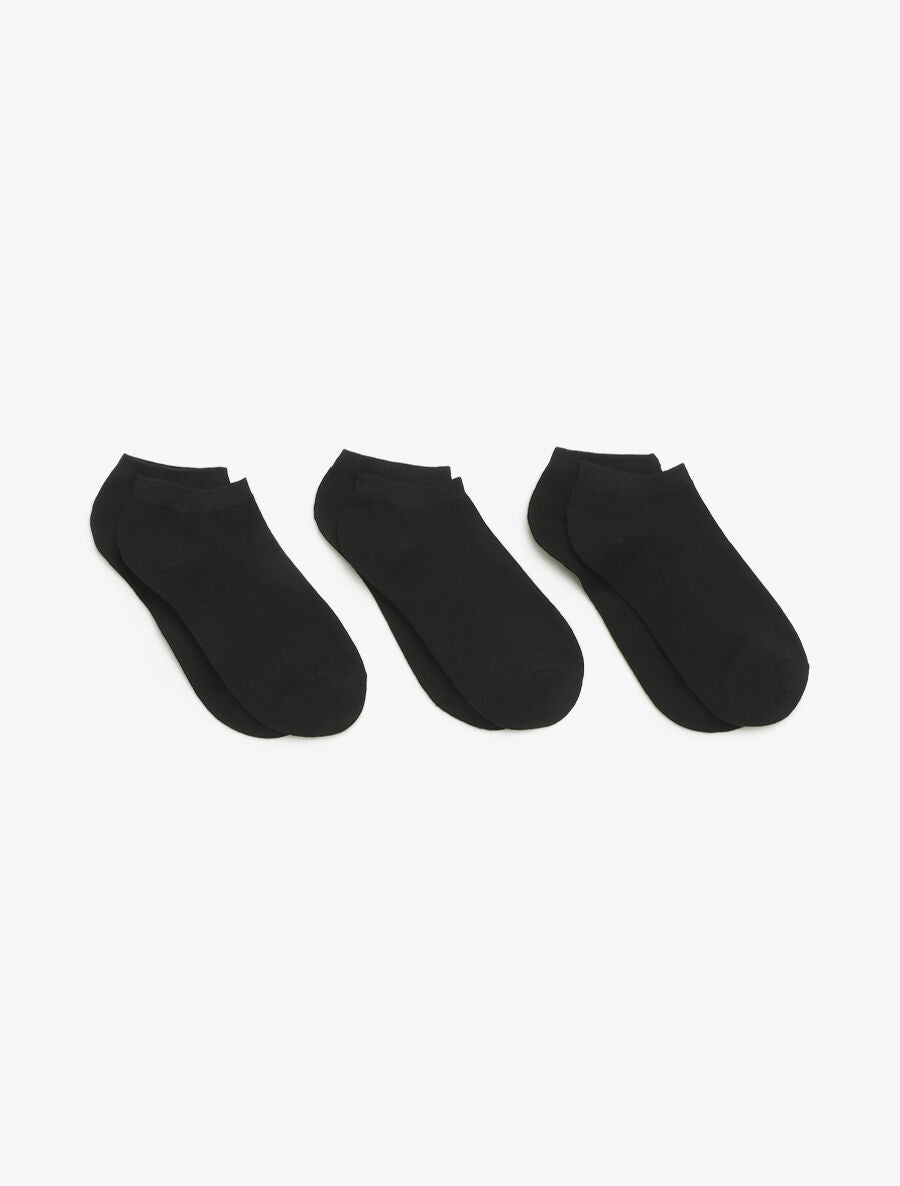 Lot de 3 socquettes unies en coton mélangé - Noir - 1