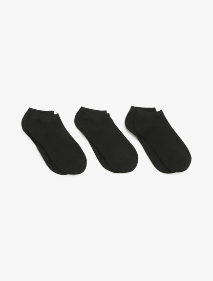 Lot de 3 socquettes unies en coton mélangé - Noir - 1