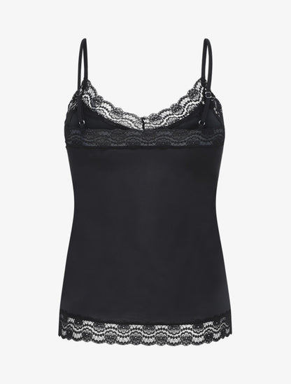 Ensemble pyjama uni à détail dentelle - Noir - 2