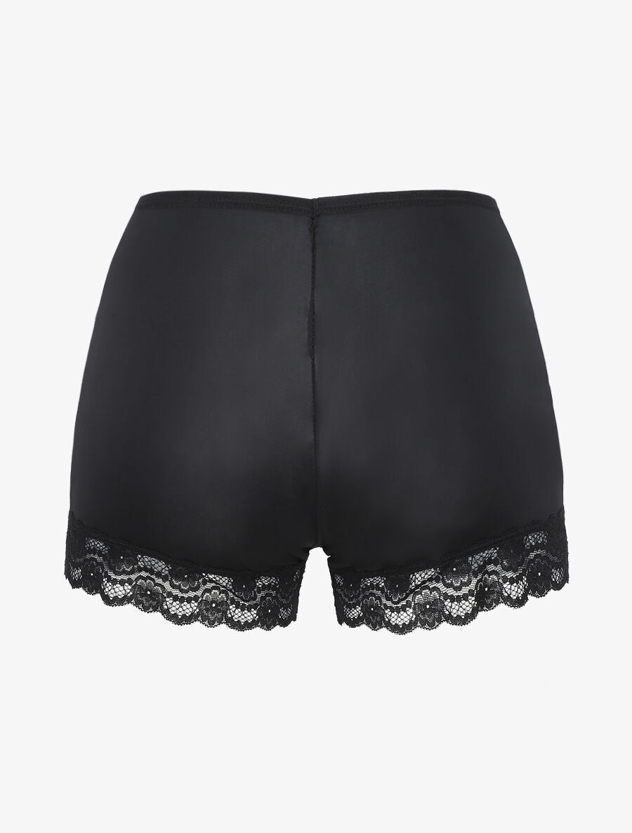 Ensemble pyjama uni à détail dentelle - Noir - 5
