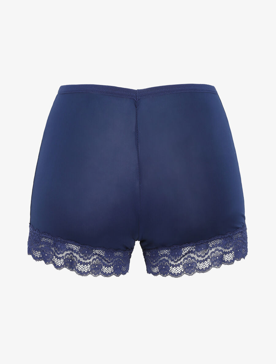 Ensemble pyjama uni à détail dentelle - Marine - 5
