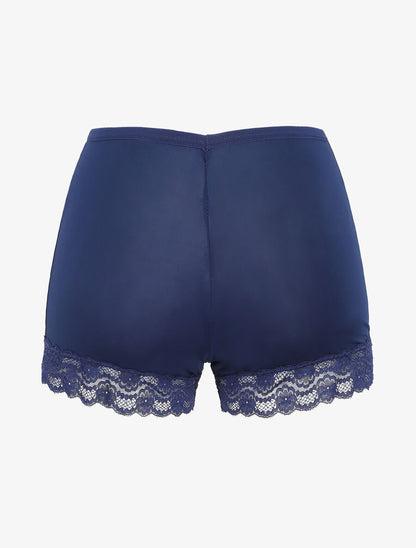 Ensemble pyjama uni à détail dentelle - Marine - 5