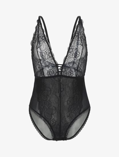 Body ajouré en dentelle - Noir - 2