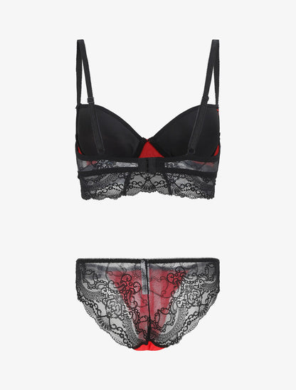 Ensemble push up bandeau en dentelle - Noir - 3
