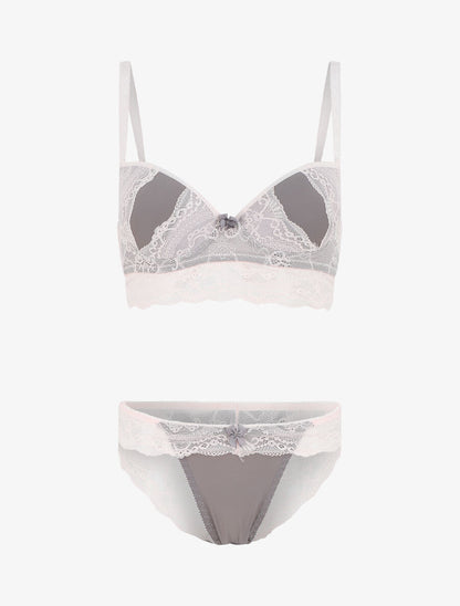 Ensemble push up bandeau en dentelle - Rose - 5