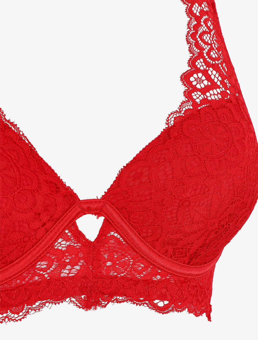 Ensemble push up bande en dentelle - Rouge - 3