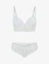 Ensemble push up bandeau en dentelle et motif graphique - Blanc - 1