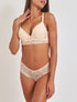 Ensemble push up bandeau en dentelle et motif graphique - Beige - 1