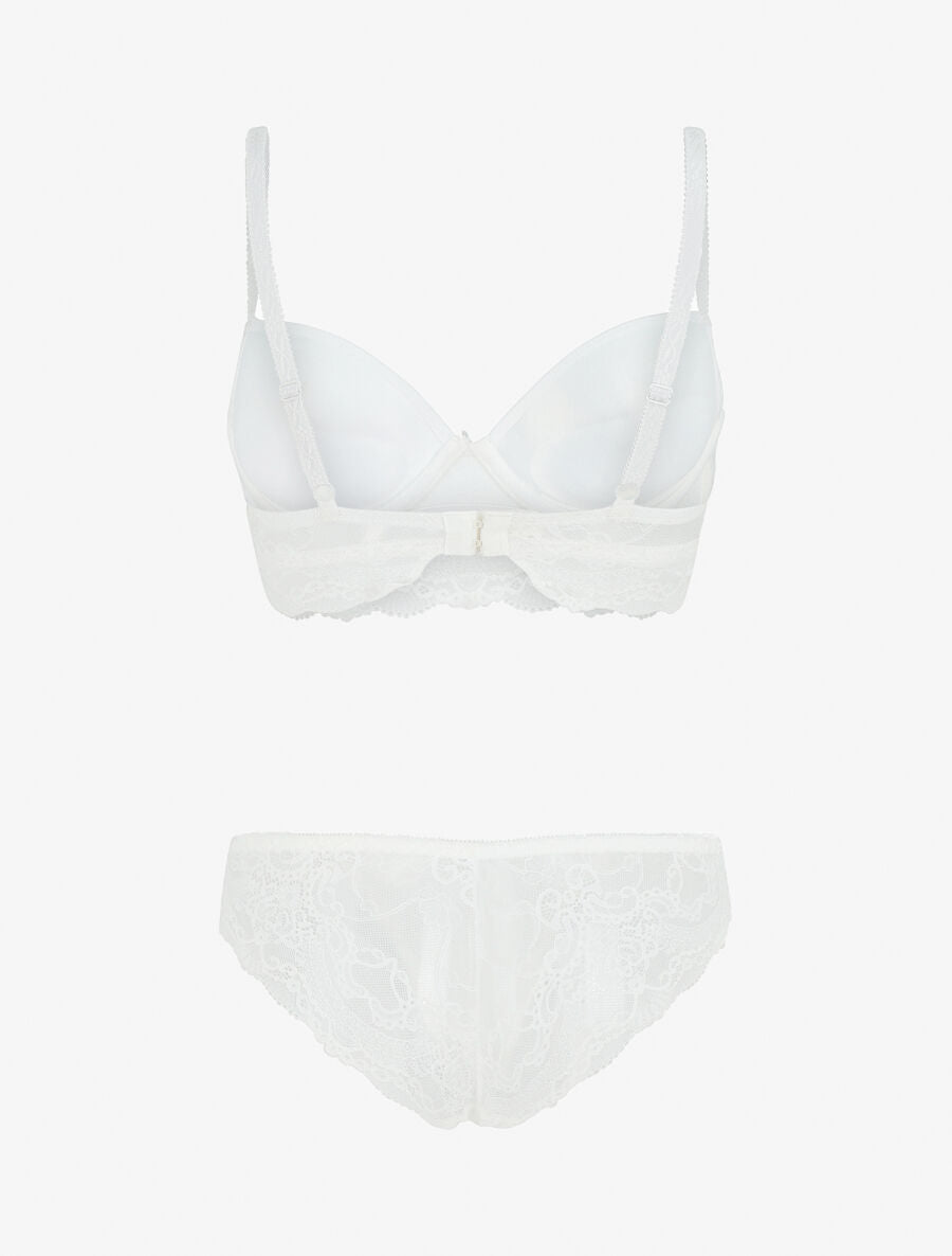 Ensemble push up à motif floral et bande en dentelle - Blanc - 3