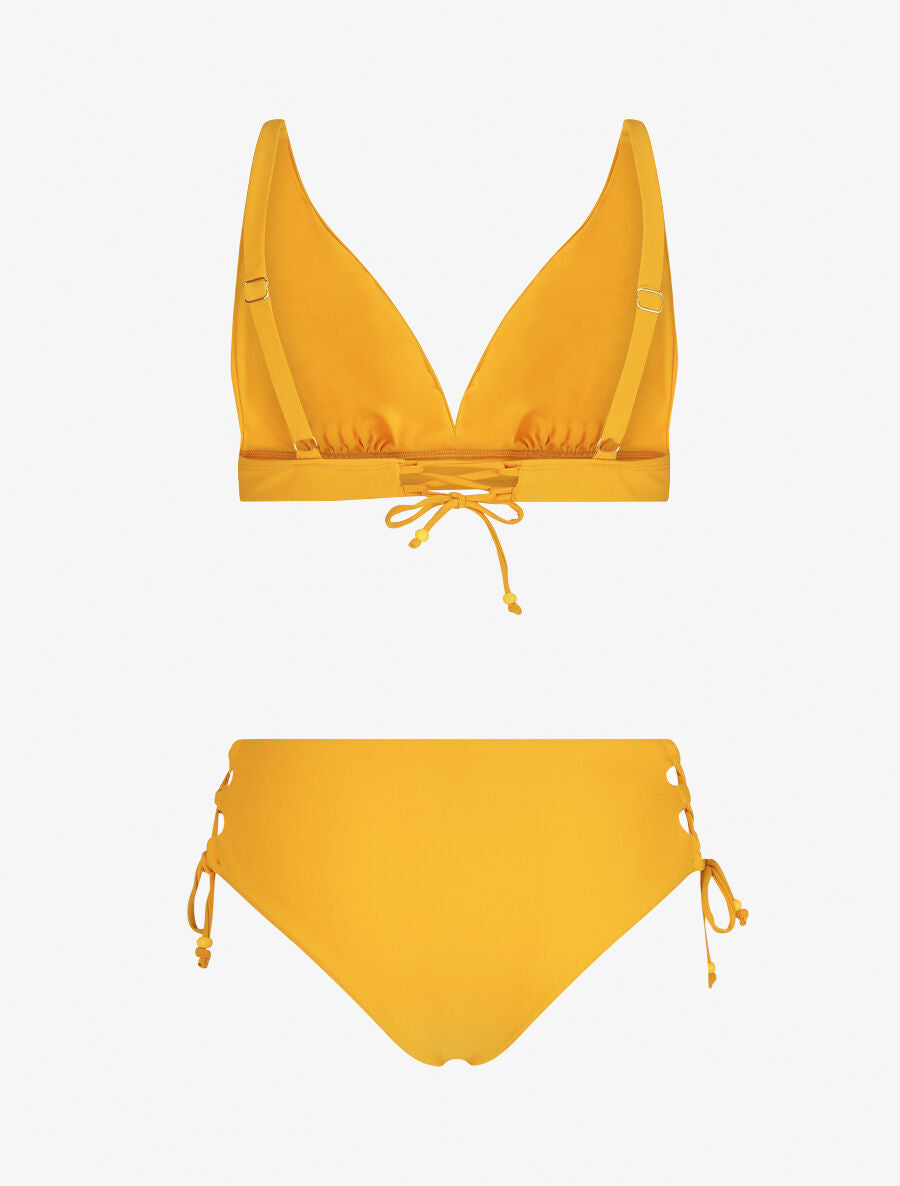 Bikini uni à liens - Jaune - 4