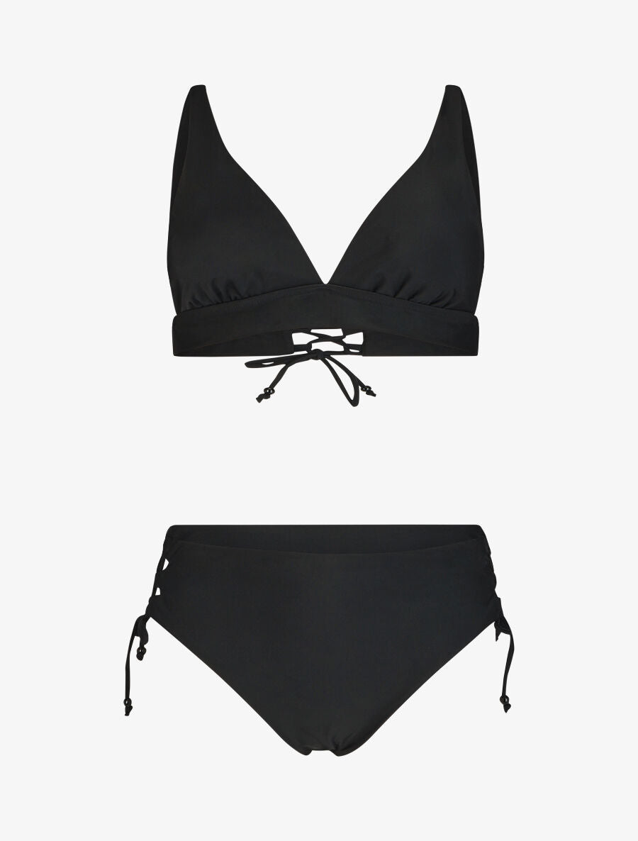 Bikini uni à liens - Noir - 3