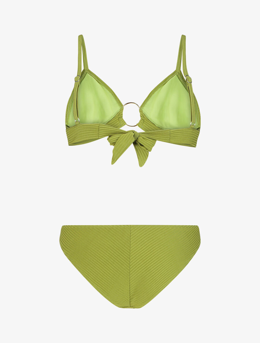 Bikini texturé à anneaux - Vert anis - 2