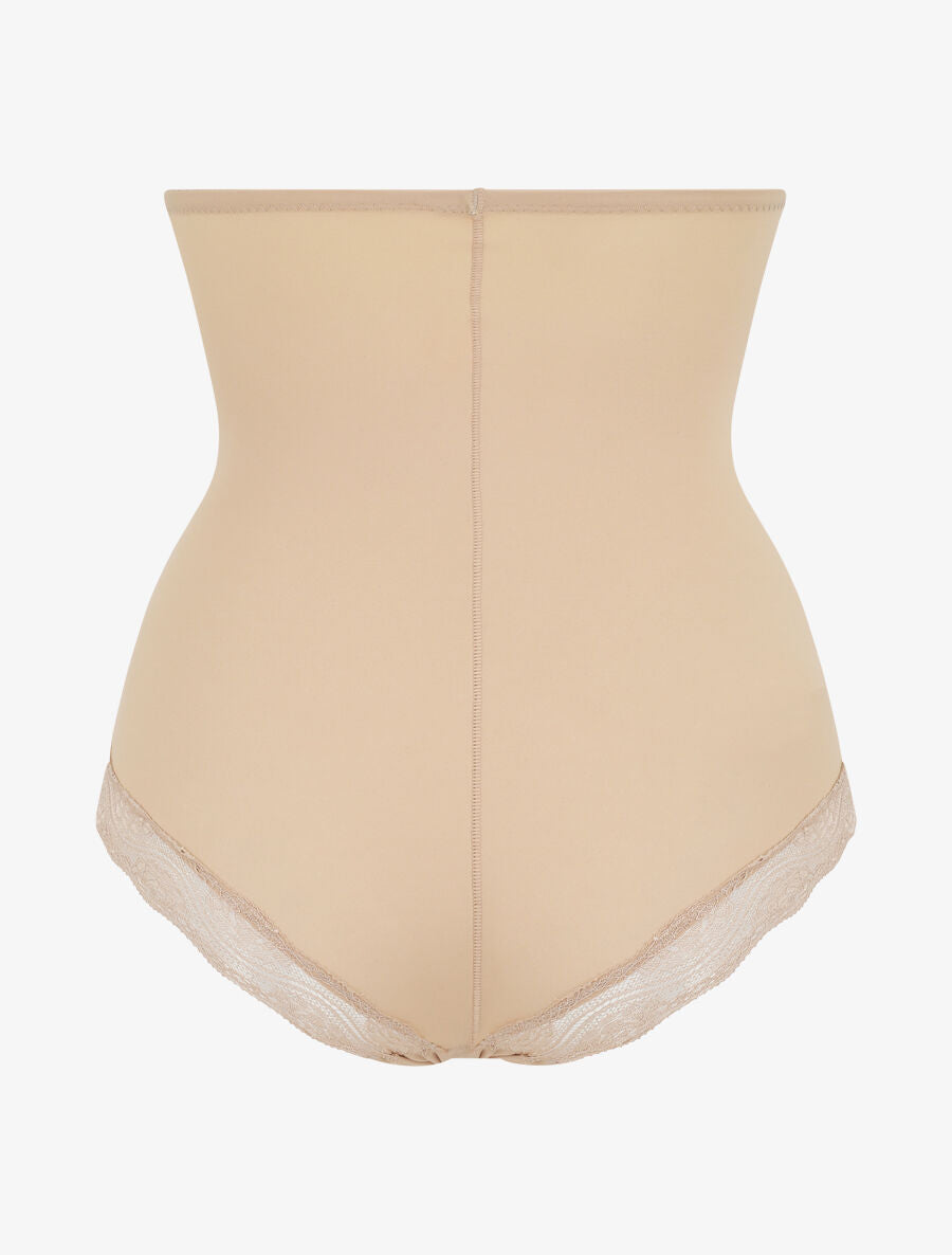 Culotte gainante taille haute en dentelle - Beige - 2