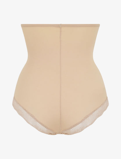 Culotte gainante taille haute en dentelle - Beige - 2