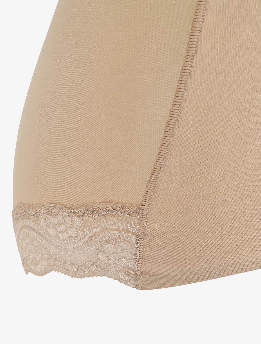 Culotte gainante taille haute en dentelle - Beige - 3