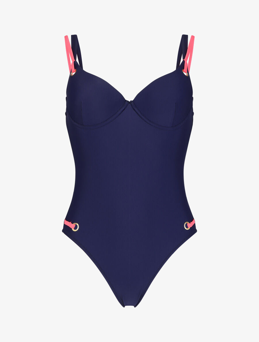 Maillot de bain une pièce à liens - Marine - 3