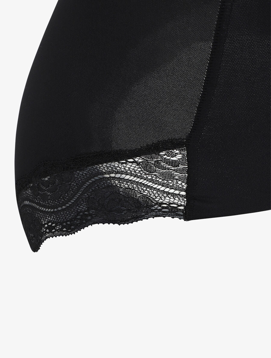 Culotte gainante taille haute en dentelle - Noir - 3