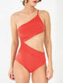Maillot de bain une pièce asymétrique - Orange saumon - 1