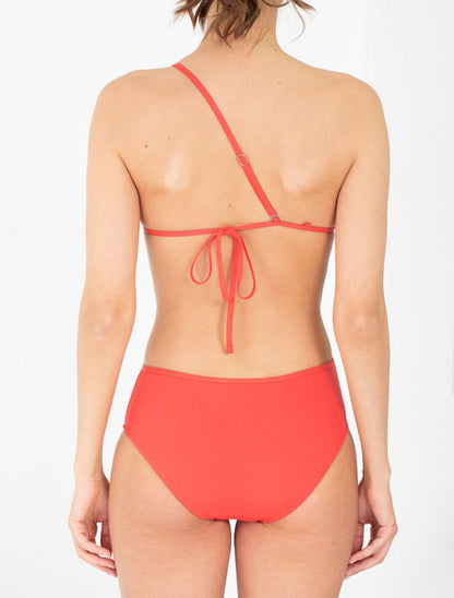 Maillot de bain une pièce asymétrique - Orange saumon - 2