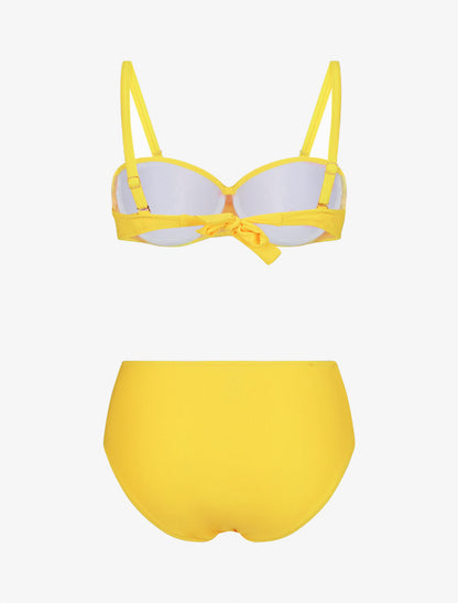Bikini uni à bas froncé - Jaune - 3