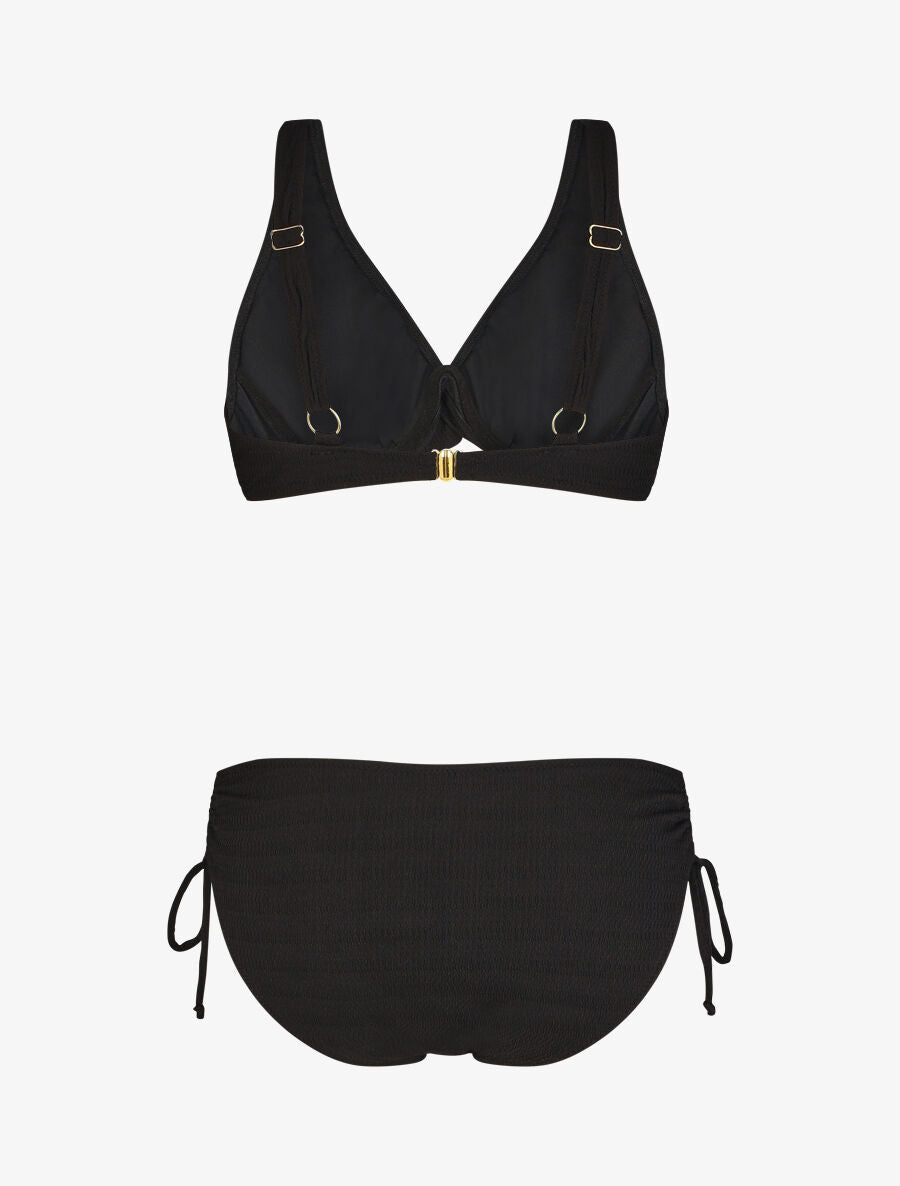 Bikini uni texturé - Noir - 4