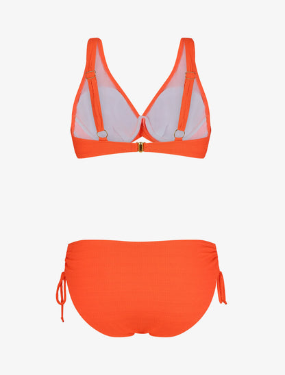 Bikini uni texturé - Orange - 2