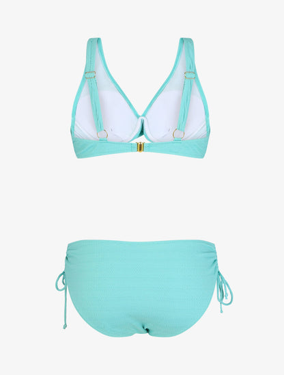 Bikini uni texturé - Turquoise - 2