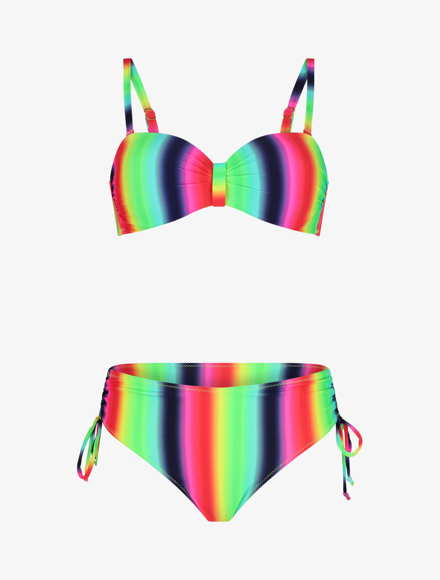 Bikini à imprimé arc-en-ciel - Jaune fluo - 3