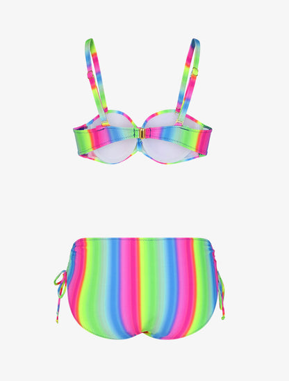 Bikini à imprimé arc-en-ciel - Bleu - 4