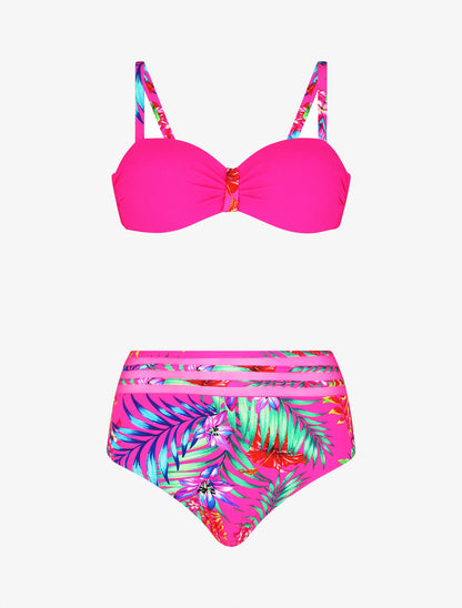 Bikini à imprimé fleurs tropicales - Fushia - 3