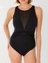 Maillot de bain une pièce à empiècements en résille - Noir - 1