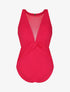 Maillot de bain une pièce à empiècements en résille - Rouge cerise - 1