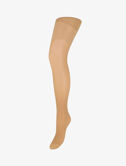 Collants en voile à cuisses stylisées - Beige - 3