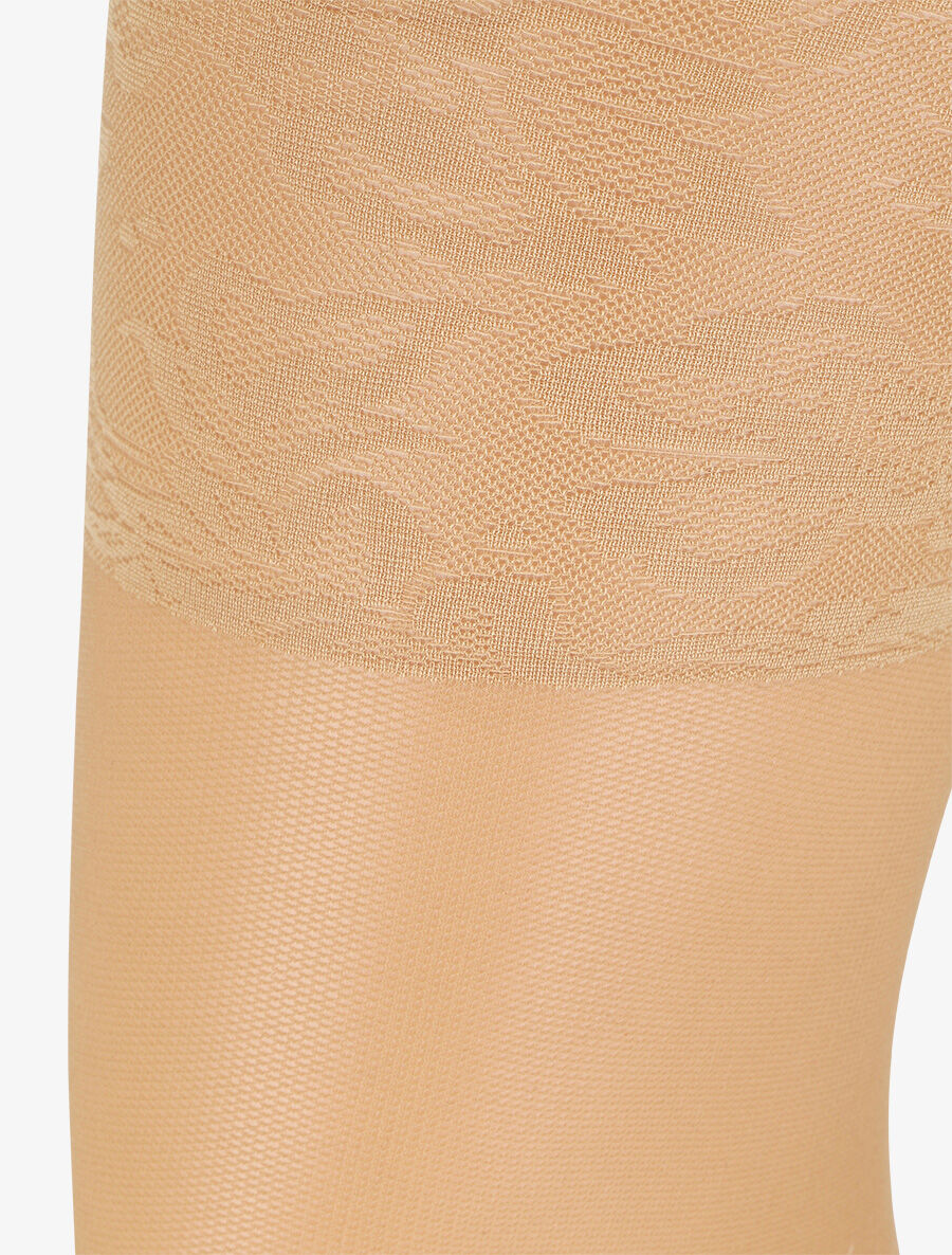 Collants en voile à cuisses stylisées - Beige - 2
