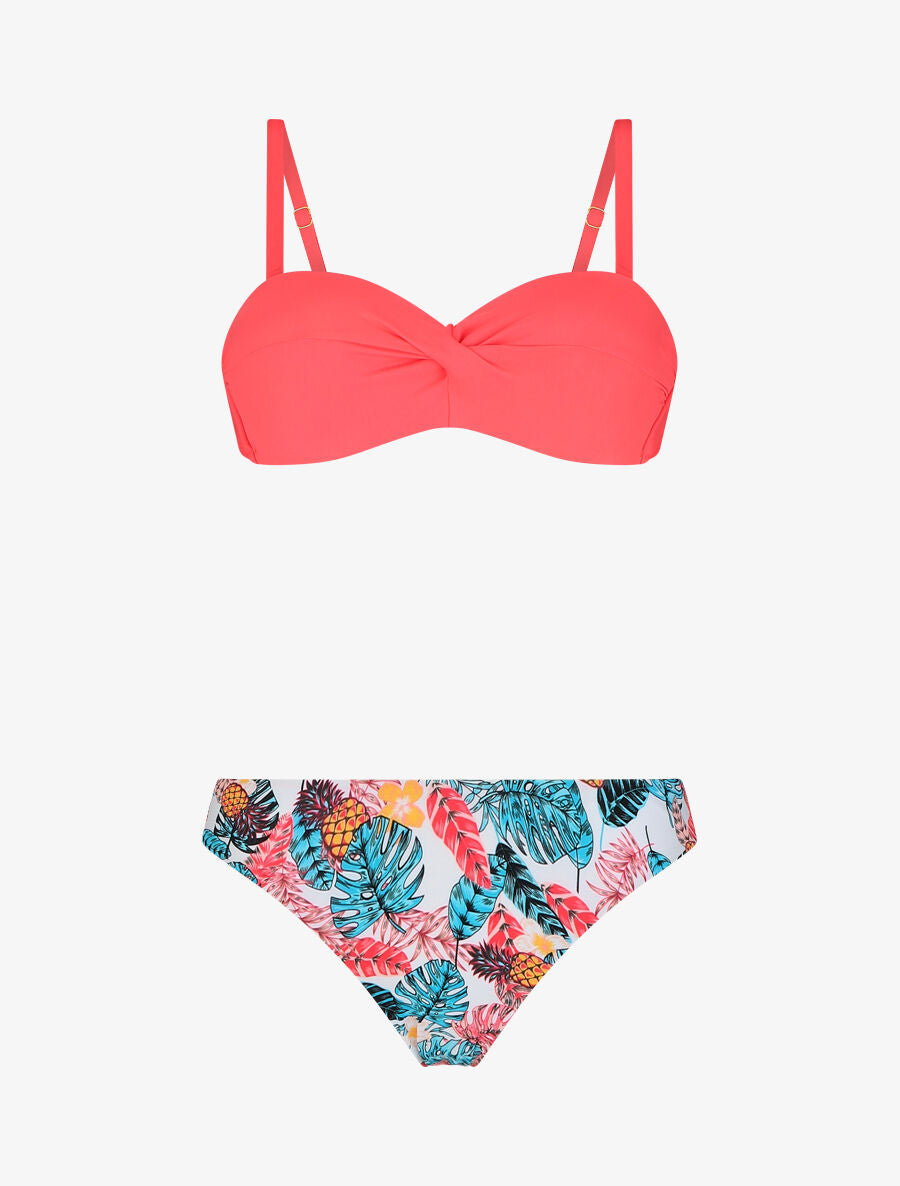 Bikini dépareillé imprimé tropical - Rose - 5