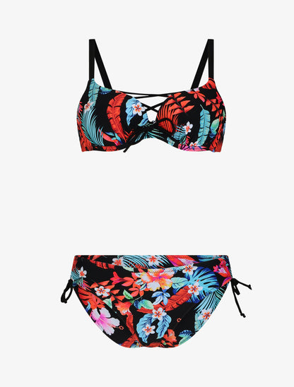 Bikini à imprimé fleuri - Noir - 3