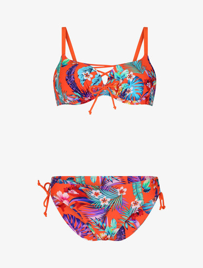 Bikini à imprimé fleuri - Orange - 3