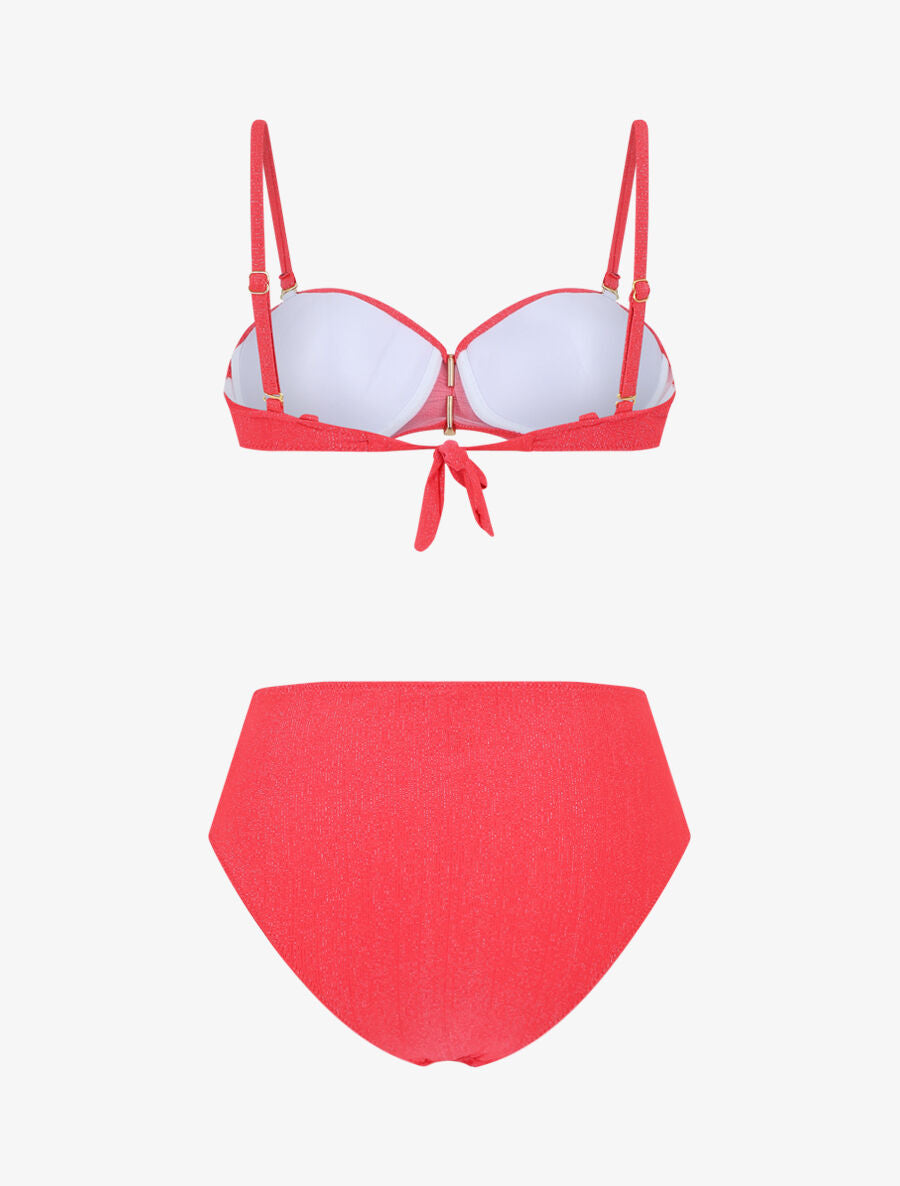 Bikini irisé taille haute - Rose fluo - 2
