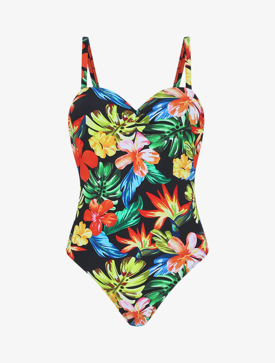 Maillot de bain une pièce imprimé tropical - Noir - 3