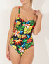 Maillot de bain une pièce imprimé tropical - Noir - 1