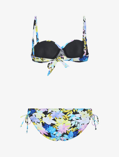 Bikini torsadé à fleurs - Noir - 4