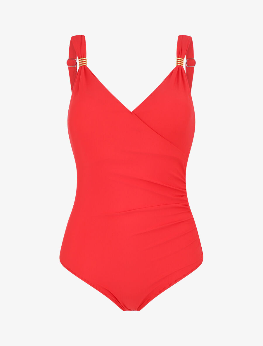 Maillot de bain une pièce à détail bijoux - Rouge - 2