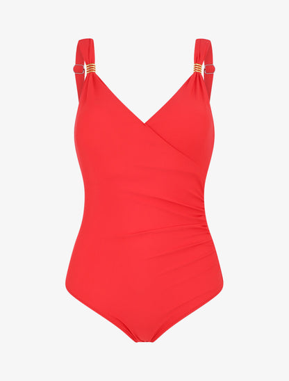 Maillot de bain une pièce à détail bijoux - Rouge - 2